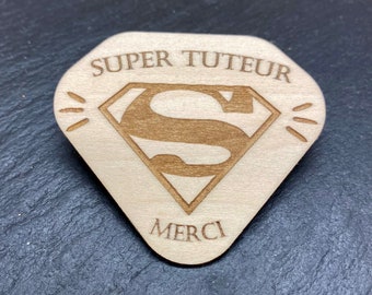 Internship tutor gift - Personalized Superman style magnet - Super tutor wooden magnet - End of internship gift, end of year gift -