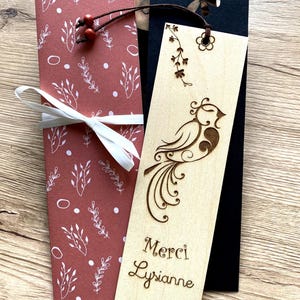 Marcapáginas de pájaro de madera personalizado: regalo para el Día de la Madre, agradecimiento a la maestra, fin de curso, Atsem, educador, educador