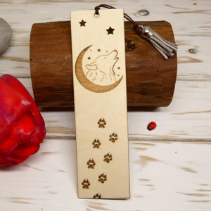 Wolf bookmark personalized bookmark wooden bookmark Wolf in the moon bookmark image 6