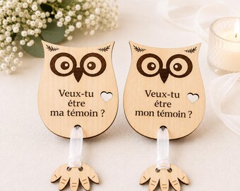 Personalized wooden wedding witness proposal – Owl! Will you be my witness? – Witness gift for a man or woman – Original wedding announcement