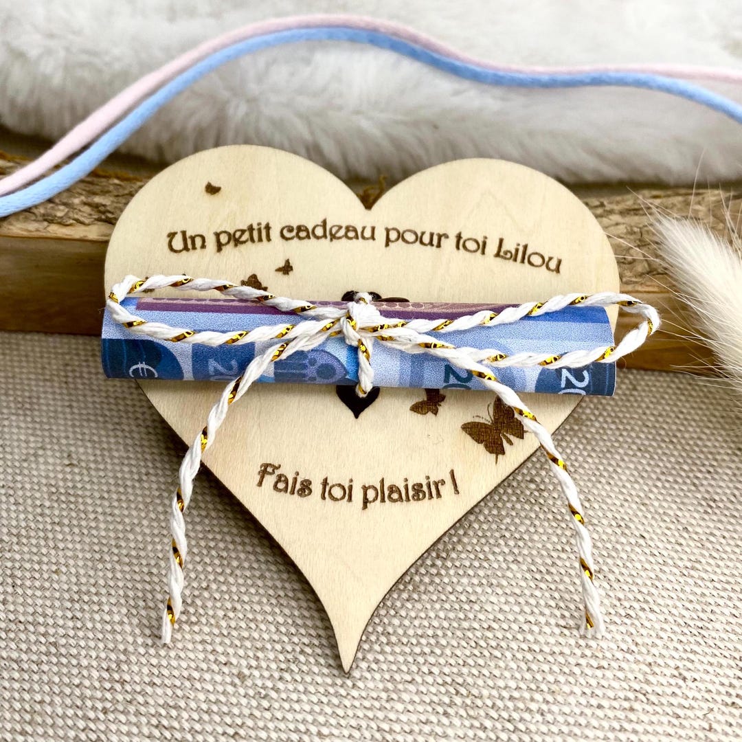 Personalized Wooden Heart Ticket Holder – Original First Name Gift Card ...