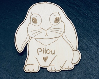 Wooden rabbit magnet - Ram rabbit magnet - Personalized rabbit magnet - Personalized ram rabbit gift -
