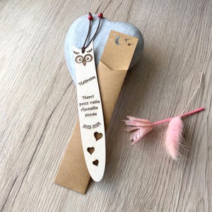 Marcapáginas de búho para maestro: regalo personalizado de madera para fin de año. Gracias por este gran año.