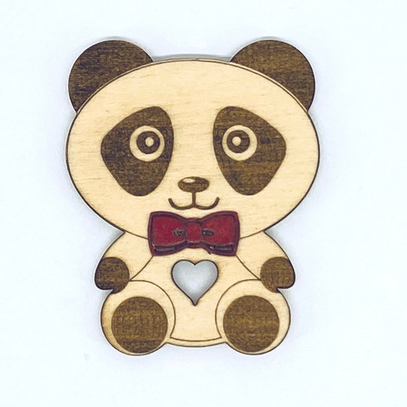 Wooden panda Panda magnet Personalized magnet Personalized gift Hollowed out heart panda image 7