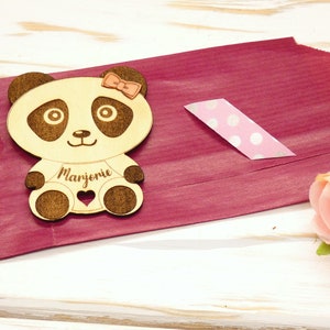 Wooden panda Panda magnet Personalized magnet Personalized gift Hollowed out heart panda image 5