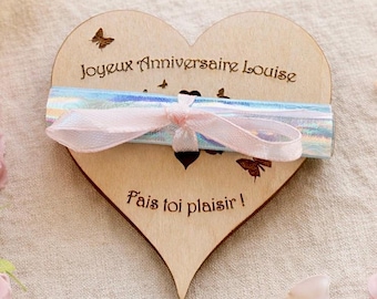 Carte D'Anniversaire En Bois Avec Gravure Détaillée D'Un Couple