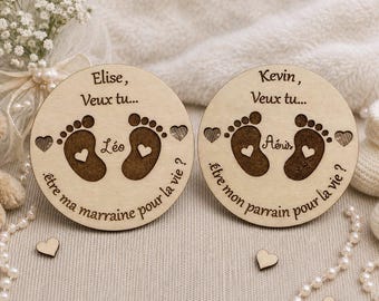 Personalized Godparent Request - Wooden Gift for Future Godparents - Will you be my godfather/godmother?