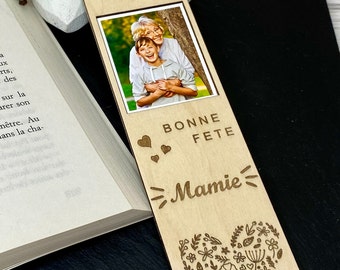 Personalized bookmark-Wooden bookmark, photo-Happy Grandma's Day bookmark-Grandmother's Day gift-photo gift-First name bookmark
