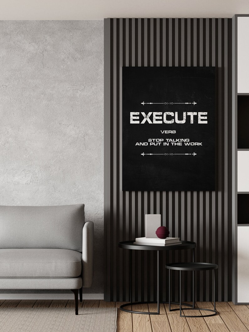 Hustle Grind Execute Printable Set 3 Piece Motivational Wall - Etsy