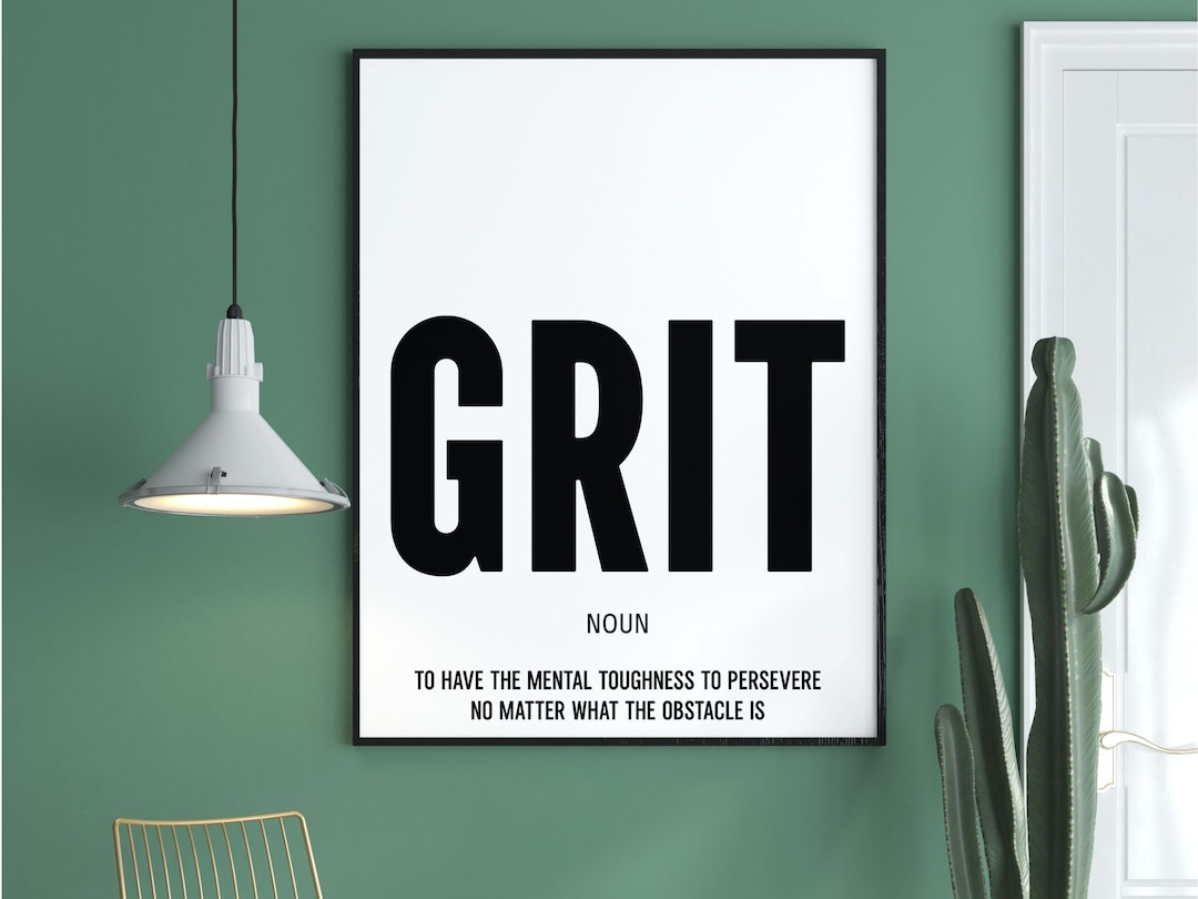 Motivational Grit Noun Definition Wall Art Canvas Print Etsy