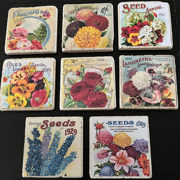 Vintage Seed Packet Stone Coasters