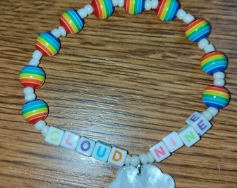 Rainbow Cloud Nine Beaded Stretch Bracelet