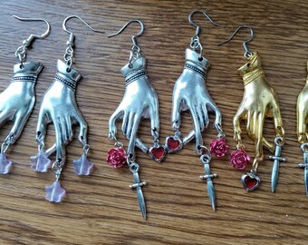 Triple Charm Hand Dangle Earrings (Price is for one pair) Gothic Gift For Her