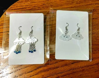 Dainty Cloud Earrings: Googly Eyes or Rain Drop Options Available