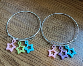 Starry Bisexual or Pansexual Pride Bangle Bracelet