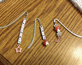 One Metal Bookmark With Beaded Charms, You Pick! Or Request Custom