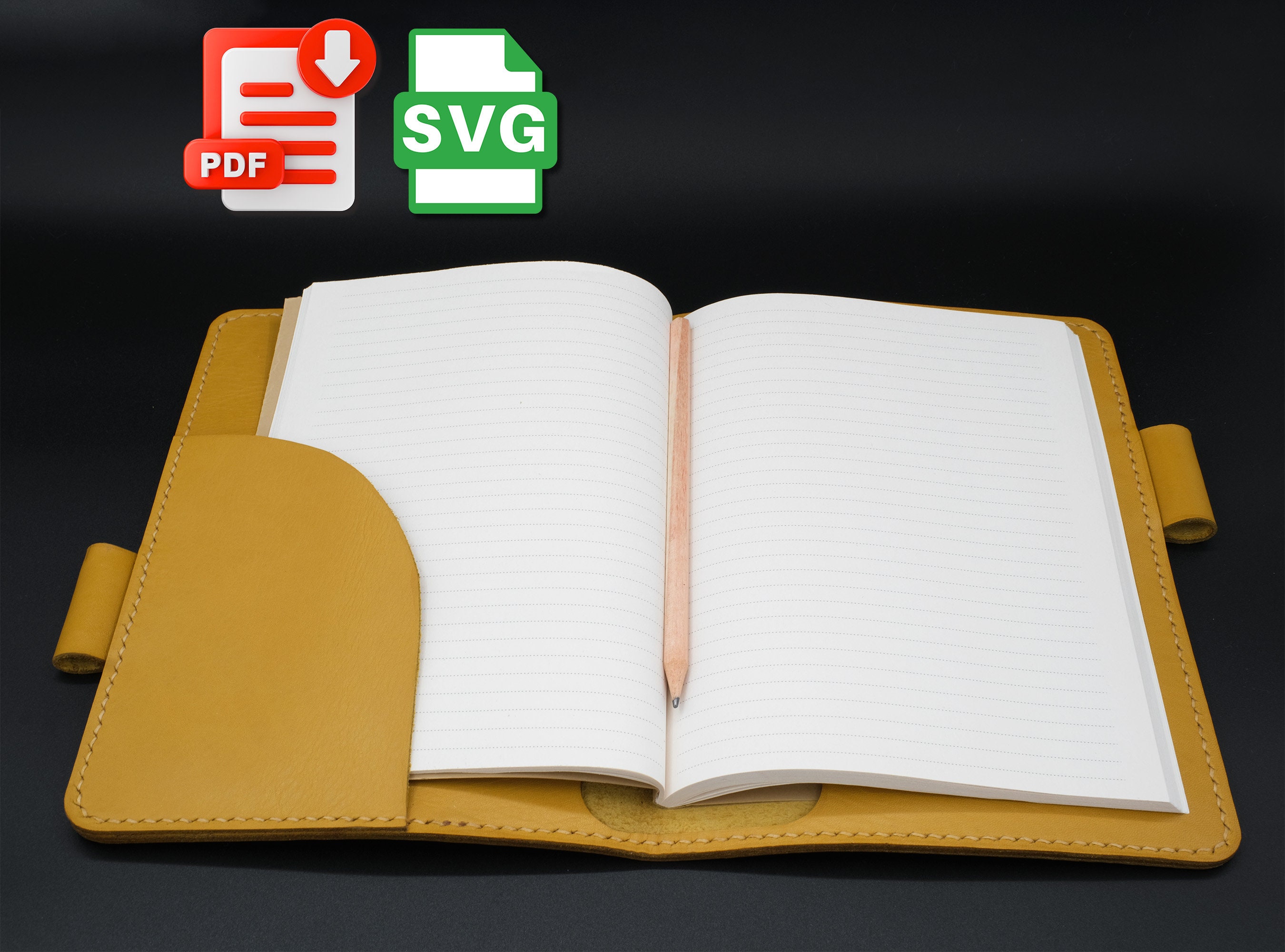 Leather A5 Notebook Cover Pattern: Elegant DIY Design (PDF, SVG, Ai ...