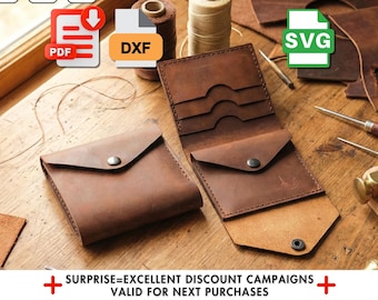 Leather Wallet Pattern, Laser Cut SVG and PDF for Beginners