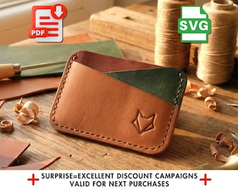 DIY Leather Card Holder Pattern, Template for Wallets (PDF, SVG)