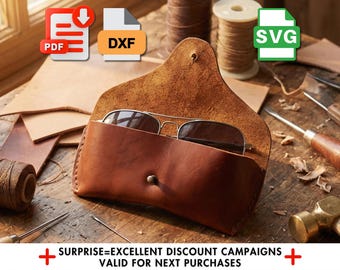 DIY Leather Glasses Case Template: Laser Cut SVG, PDF Pattern