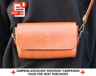 DIY Leather Crossbody Bag Pattern, Woman Bag Template, Leather Working Pdf, Small Bag Pattern, Diy Handmade Bag Pattern