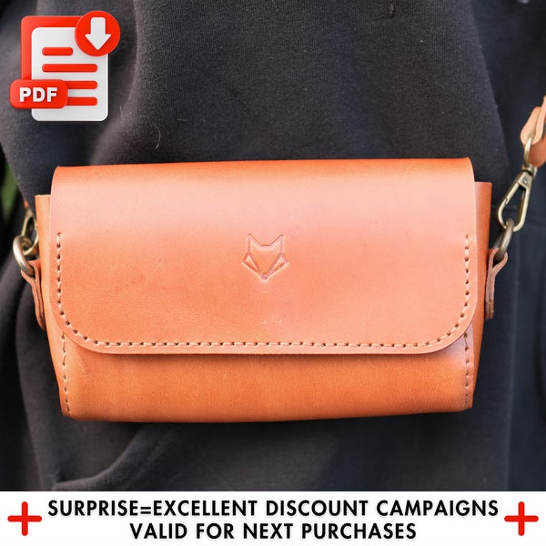 DIY Leather Crossbody Bag Pattern, Woman Bag Template, Leather Working Pdf, Small Bag Pattern, Diy Handmade Bag Pattern