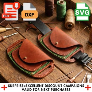Leather Belt Wallet DIY Template, Sewing Pattern (PDF & SVG Files)