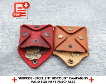 Leather Coin Purse Pattern, Diy Coin Purse, Coin Pouch Pattern, Leather Template Pdf, Coin Pocket Pattern,  Coin Purse, Diy Leather Pattern