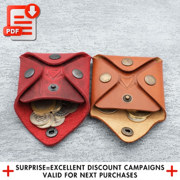Leather Coin Purse Pattern, Diy Coin Purse, Coin Pouch Pattern, Leather Template Pdf, Coin Pocket Pattern,  Coin Purse, Diy Leather Pattern