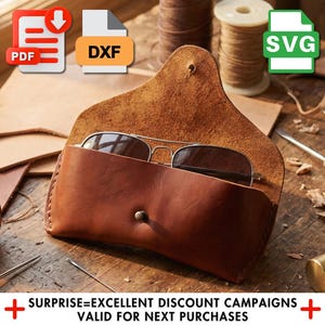 Mall för DIY-fodral i läder, laserskuret SVG- och PDF-mönster för solglasögon