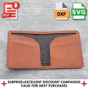 Patrón de billetera plegable de cuero simple, plantilla DIY simplificada en PXF, SVG y DXF para crear billeteras minimalistas, regalo para el Día de la Madre.