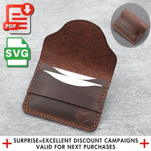 Faltender Kartenhalter Muster, DIY Karte Brieftasche Pdf, Laser-Schnitt-Svg, anfängerfreundlich, Bastelkit, Leder Brieftasche Vorlage Dxf