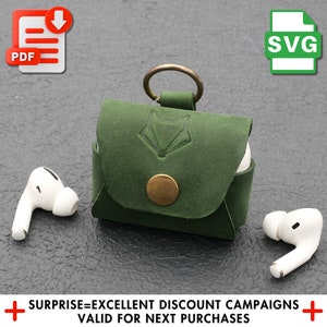 Custodia in pelle per AirPods Pro, elegante protezione per i tuoi auricolari, design artigianale, motivo in pelle SVG, custodia in pelle per AirPods Pdf
