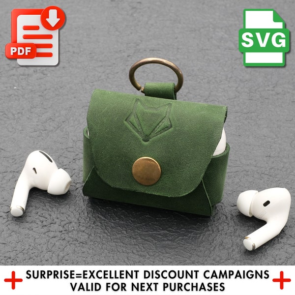 Leder-AirPods-Pro-Hülle-Muster, eleganter Schutz für Ihre Ohrhörer, handwerkliches Design, Ledermuster Svg, Leder-Airpods-Hülle Pdf