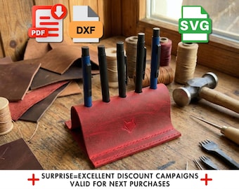Leather Pen Holder Template, Easy DIY Craft Pattern with PDF and SVG Files