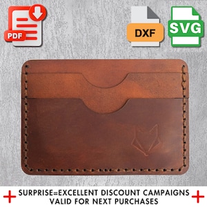 Patrón de portatarjetas DIY, plantilla en PDF, SVG, DXF, fácil de seguir, perfecto para portatarjetas hechos a mano, patrón de elaboración, apto para principiantes