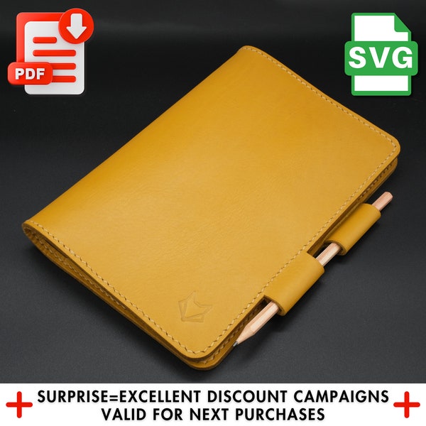 Leather A5 Notebook Cover Pattern, Elegant & Durable Design, Perfect for DIY Crafters and Leatherworking Enthusiasts, Notebook Case