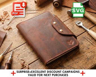 Leather Notebook Cover Pattern: A4 DIY Craft Template (PDF Download)
