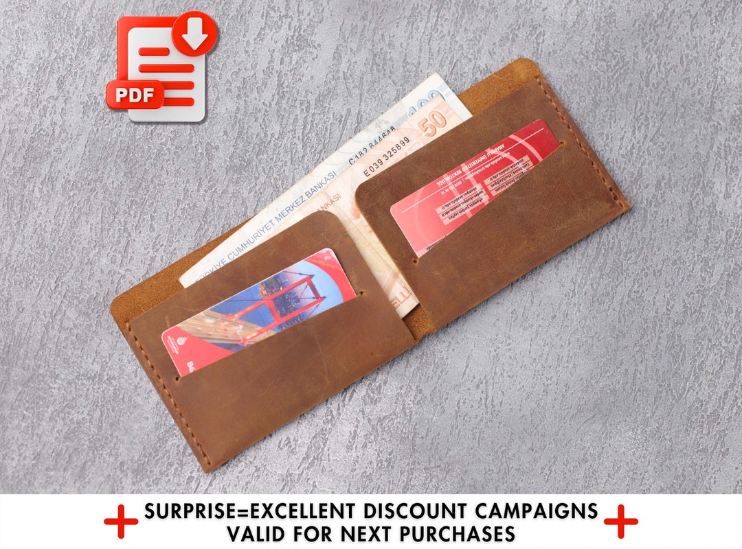 Slim Leather Wallet Template, Minimalist Slim Wallet, Leather Template ...