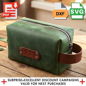 Wykrój do szycia Dopp Kit: Skórzana kosmetyczka – pliki cyfrowe PDF i SVG