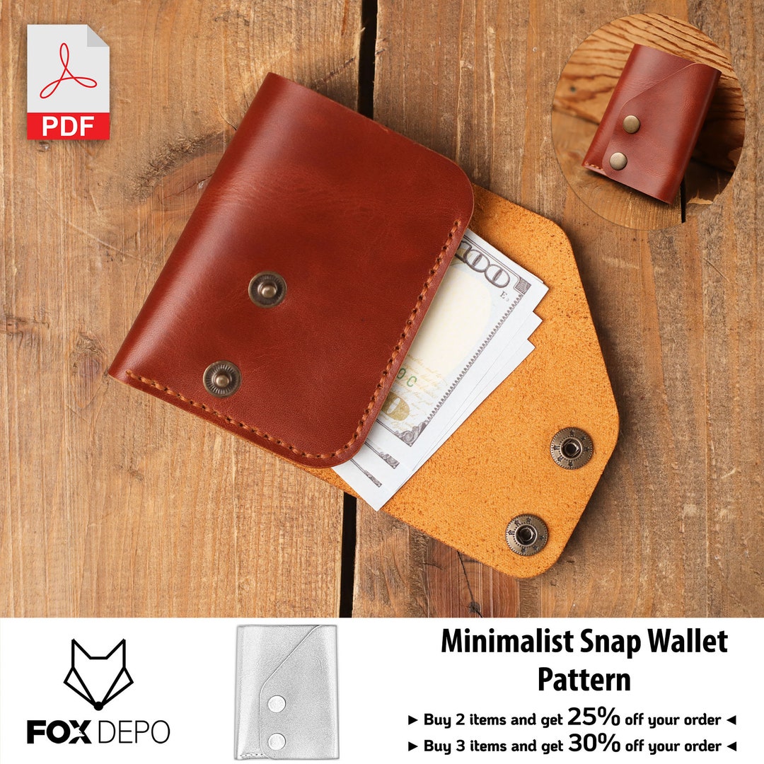 Minimalist Snap Wallet Pattern Minimalist Leather Pattern Etsy