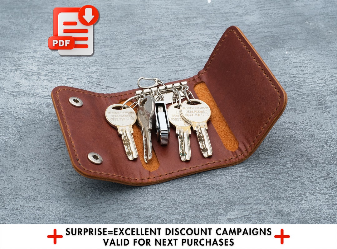 Leather Keychain Pattern, Key Holder Pattern, Diy Keychain, Key Holder Template, Leather Key