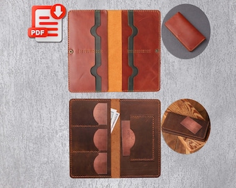 DIY Leather Long Wallet Template Bundle, PDF Phone & Snap Patterns