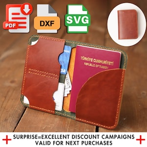 Patrón de billetera de cuero para pasaporte, plantilla de manualidades DIY para un elegante accesorio de viaje, perfecto para regalos hechos a mano, duradero y elegante.