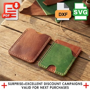 Leather Card Holder Pattern - Minimalist Vertical Wallet Template