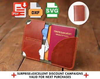Leather Passport Wallet Pattern, Digital PDF Template for DIY Travel Accessory