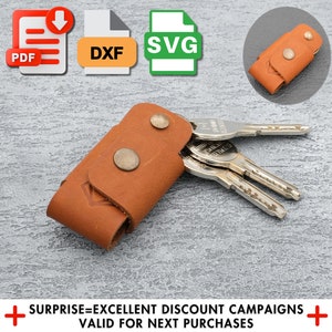 DIY lederen sleutelhanger patroon, lasersnijden SVG, DIY sleutelhouder patroon, lederen sleuteletui, lederen ambachtelijke patroon pdf, lederen patroon dxf