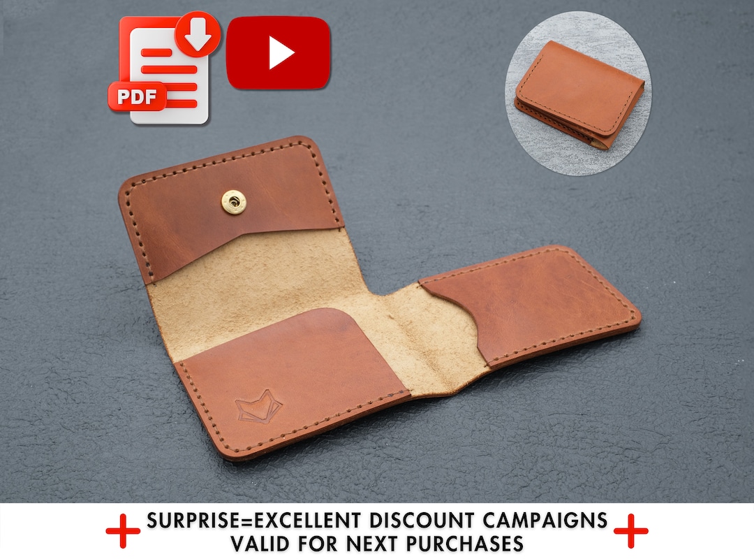 Trifold Card Wallet Template DIY Card Holder Pattern Leather - Etsy