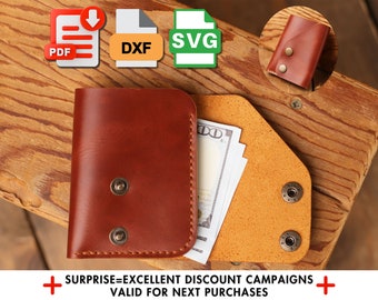 Minimalist Snap Wallet PDF Pattern: Leather Card Holder Template