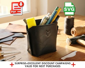 Patroon leren pennenhouder: doe-het-zelf bureauopberger (pdf, SVG)